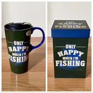 Only Happy When I'm Fishing 17 oz Ceramic Travel Mug
